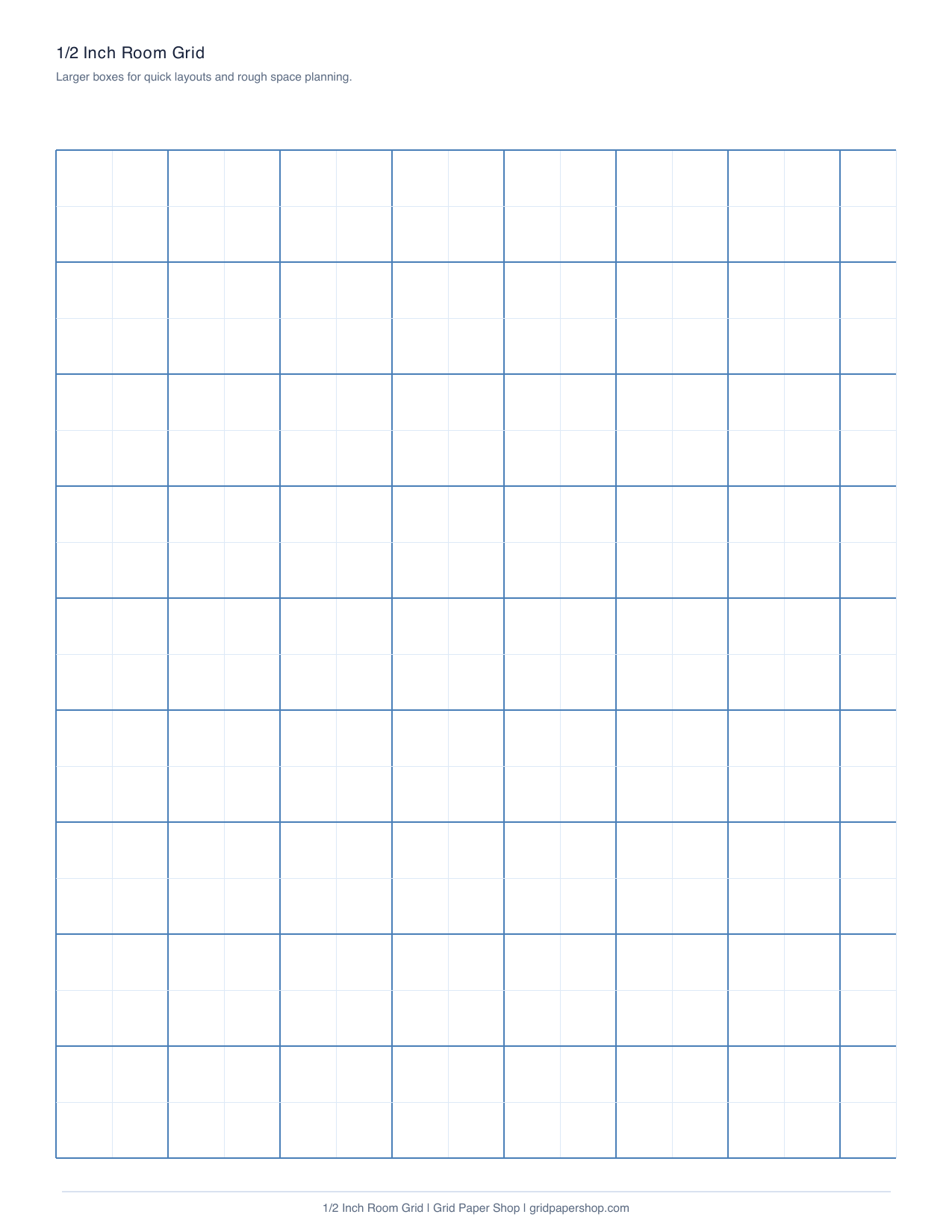 1/2 inch room layout grid printable graph paper page