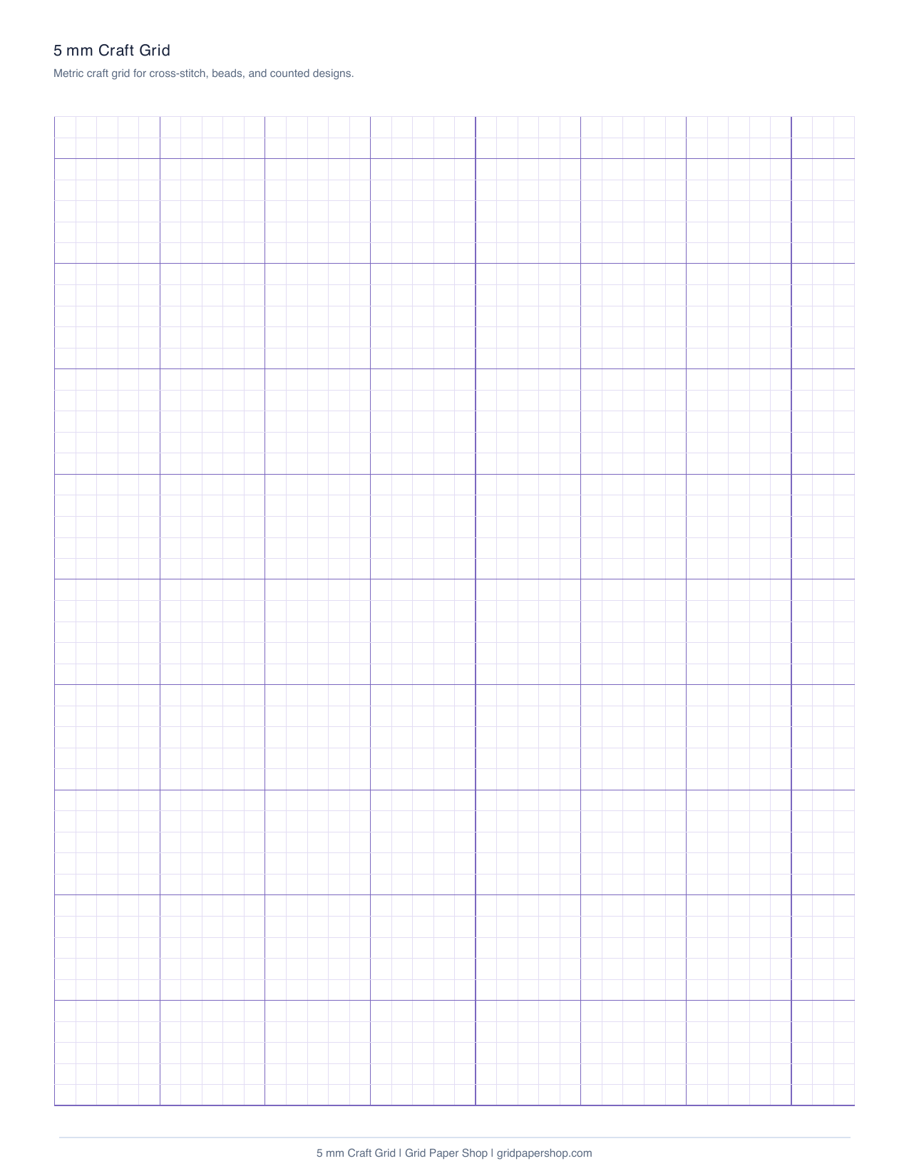 5 mm craft grid printable graph paper page
