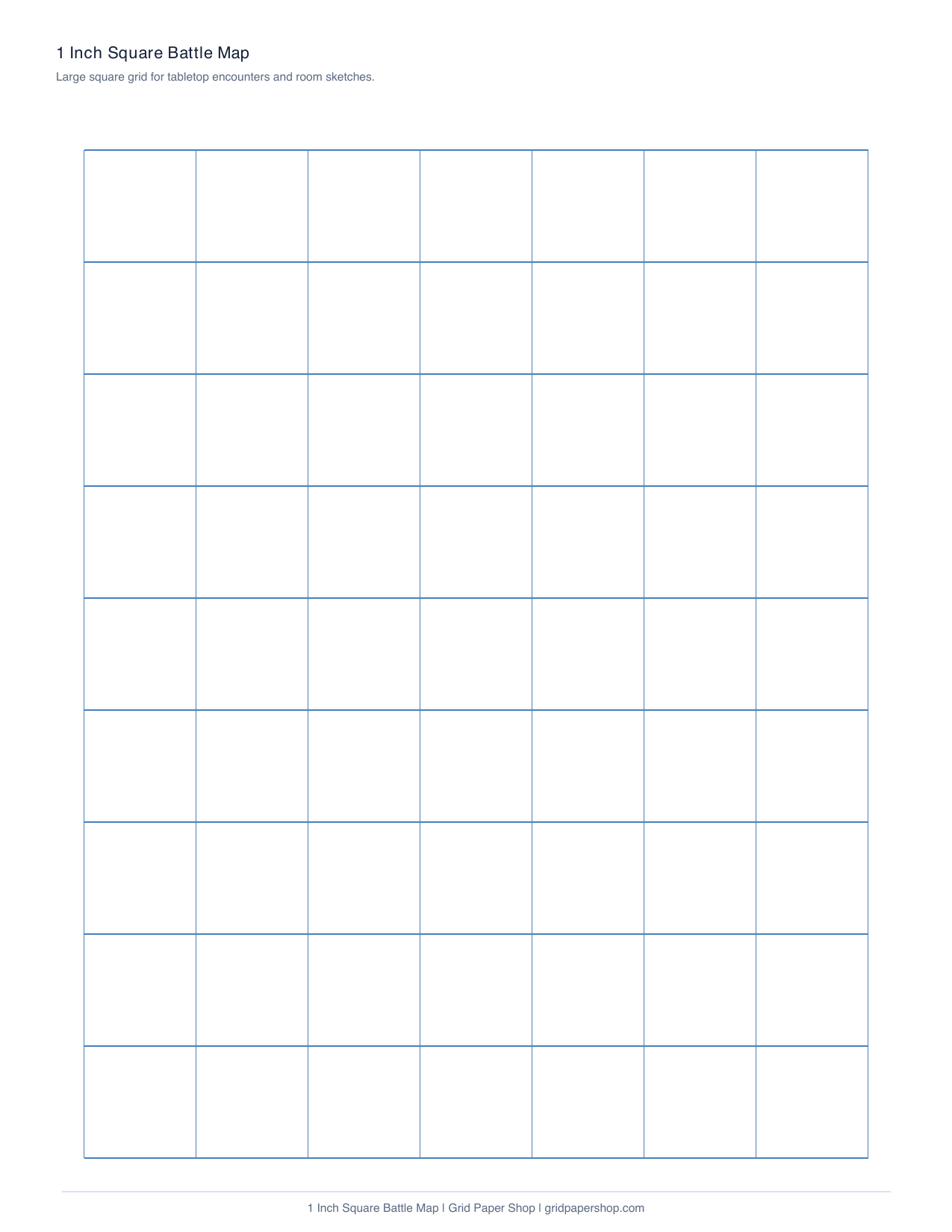 1 inch square battle map graph paper page for tabletop maps